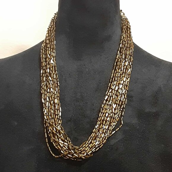 Vintage Beaded Multi-strand Necklace Women's Fashion Jewelry Boho - Picture 1 of 5